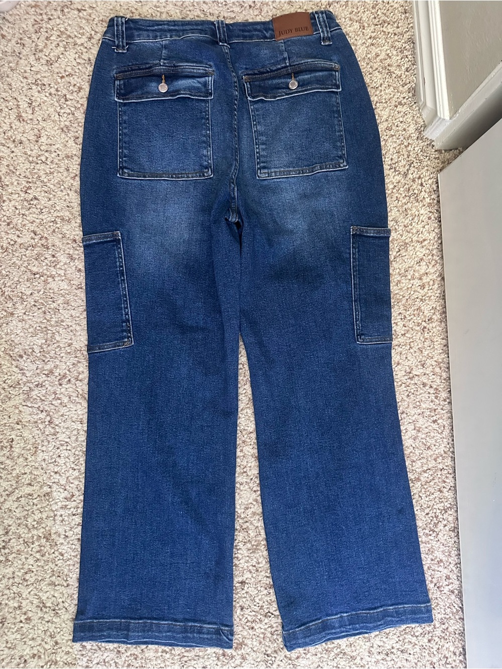 Judy Blue size 14W Wide Leg Cargo Jeans in Dark Blue - Women's Comfort Fit - Picture 6 of 7